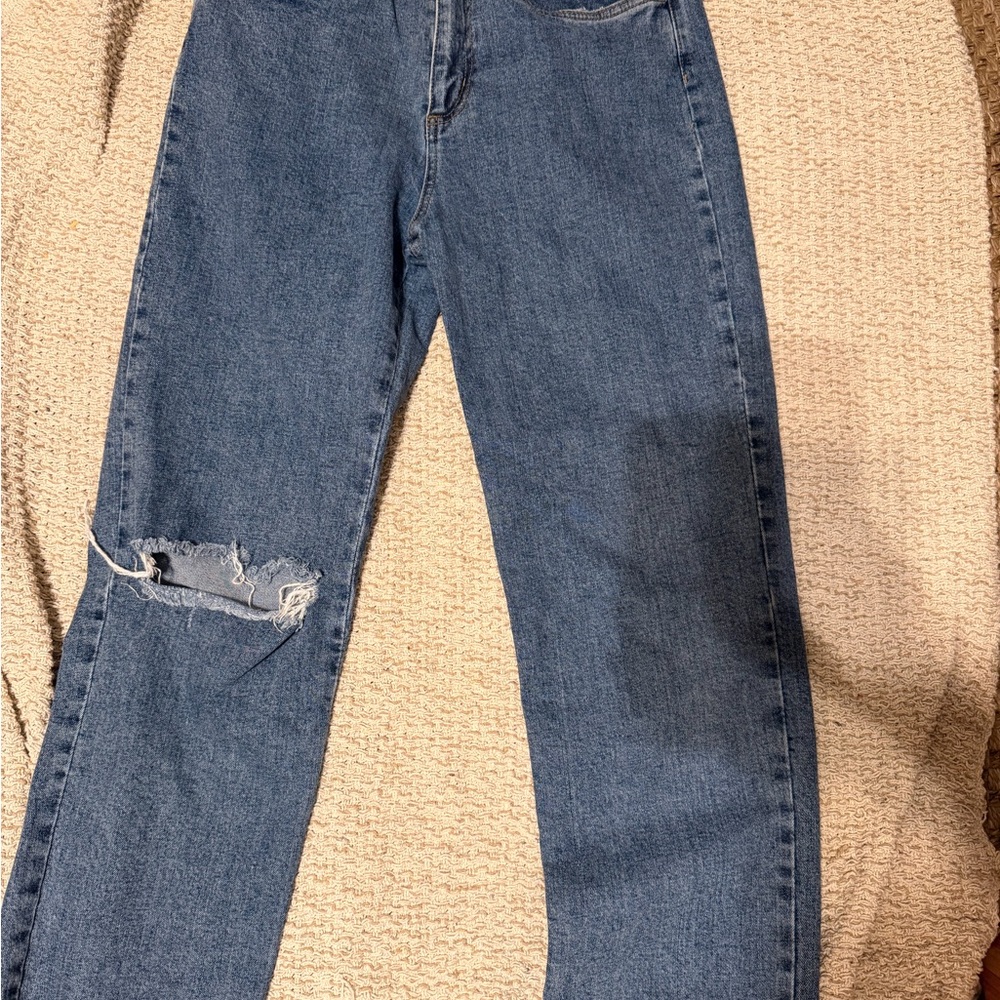 Cotton On Women's Straight Leg Jeans in Distressed Blue